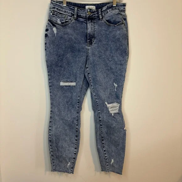 Judy Blue Distressed Raw Hem Skinny Fit Jeans Size 14W - Picture 2 of 12